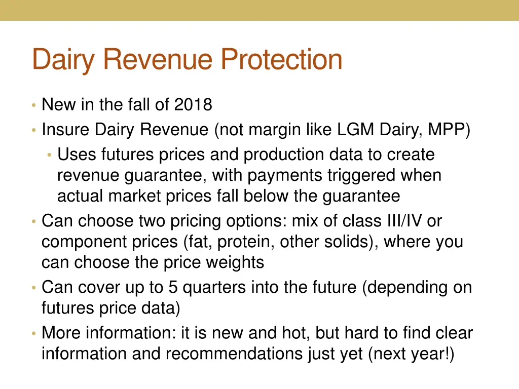 dairy revenue protection