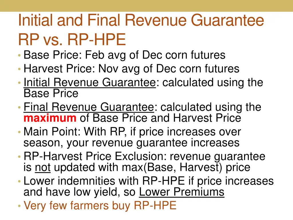 initial and final revenue guarantee