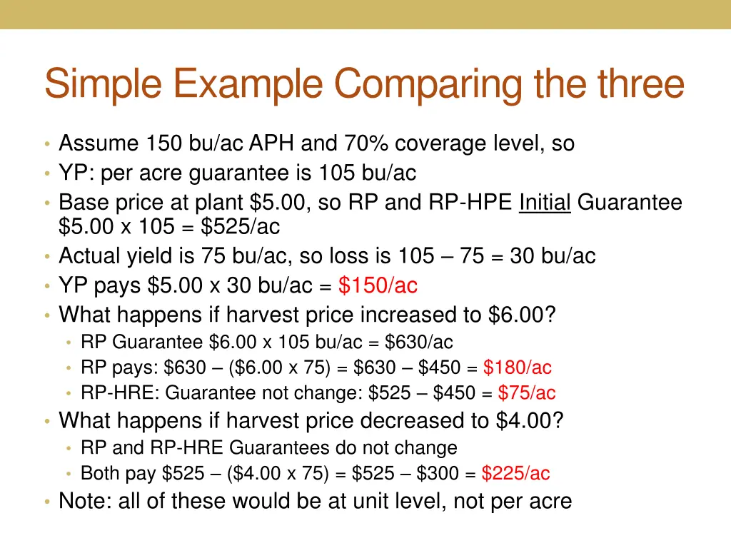 simple example comparing the three