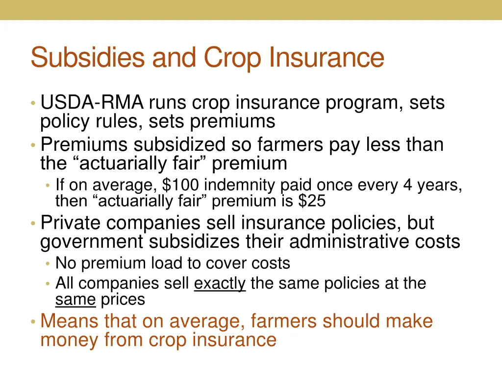 subsidies and crop insurance