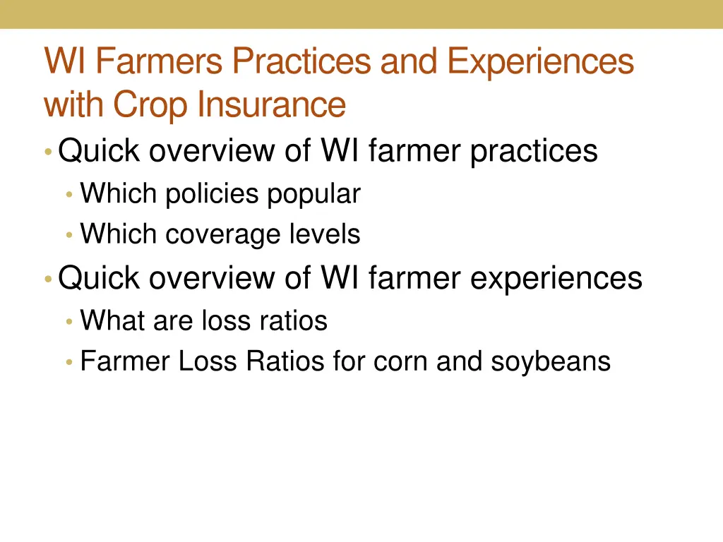 wi farmers practices and experiences with crop