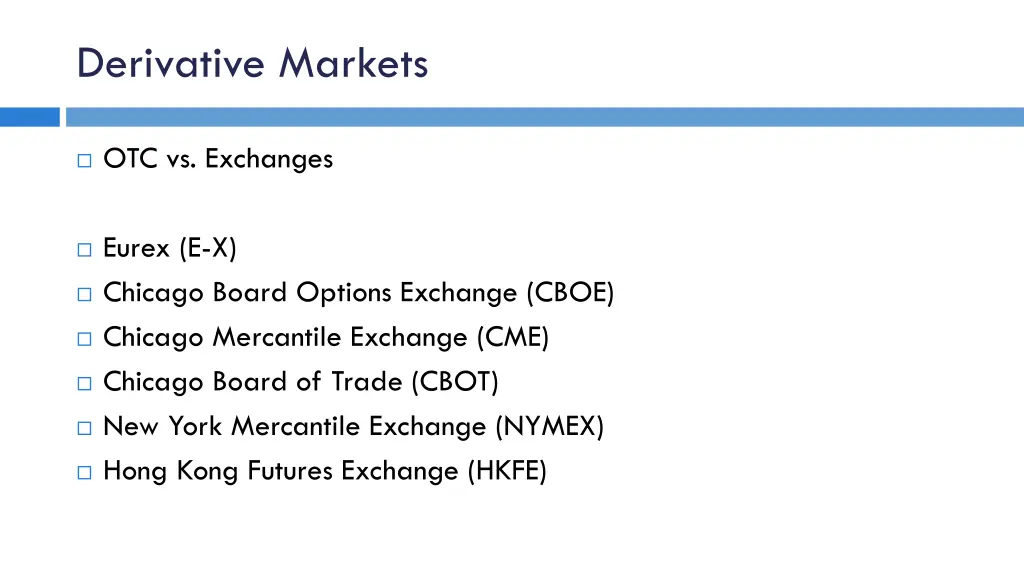 derivative markets