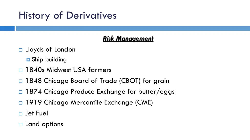 history of derivatives