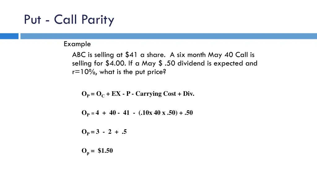 put call parity 1