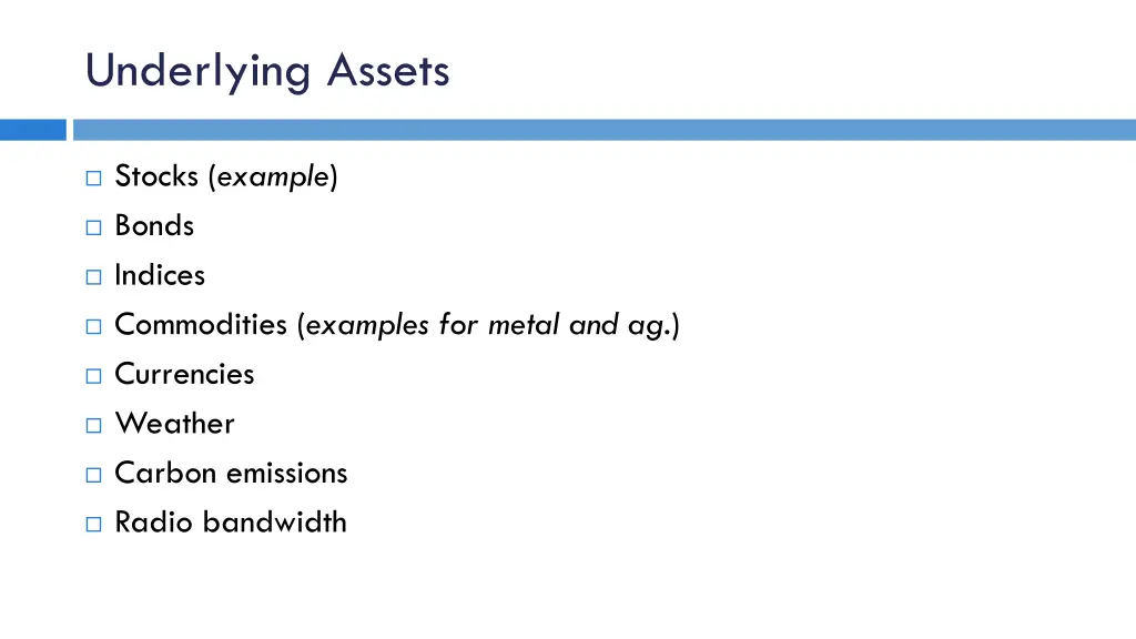 underlying assets