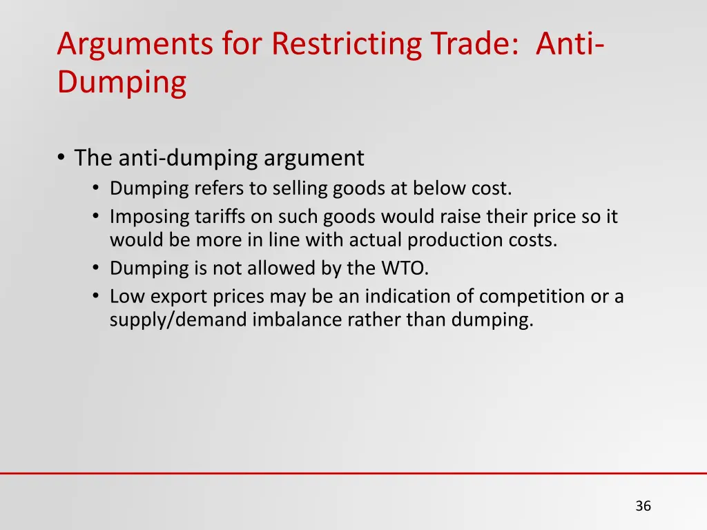 arguments for restricting trade anti dumping