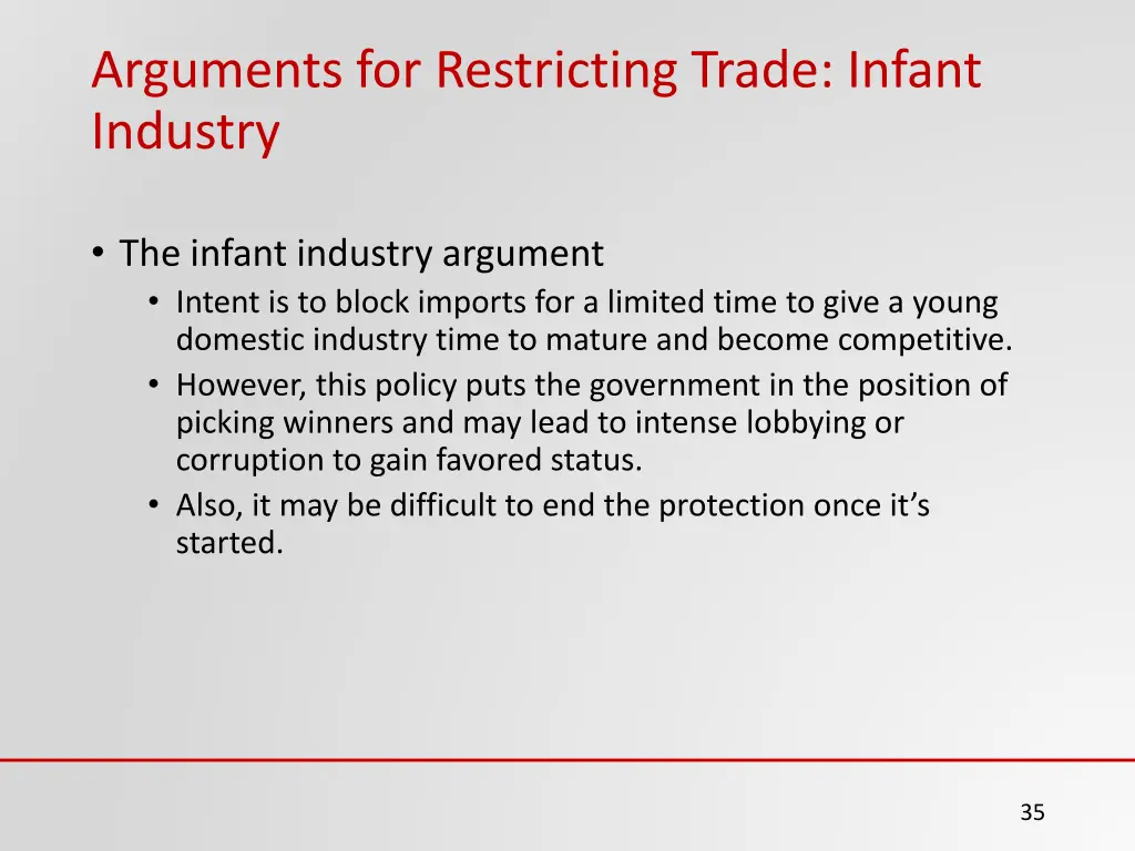 arguments for restricting trade infant industry