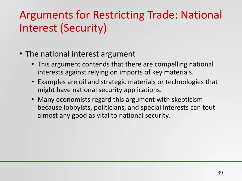 arguments for restricting trade national interest