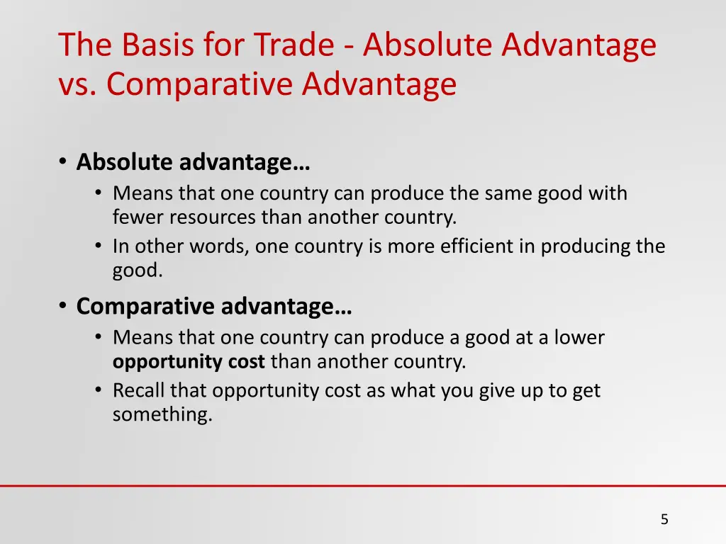 the basis for trade absolute advantage