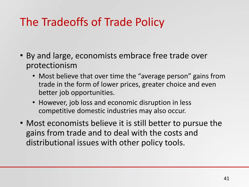 the tradeoffs of trade policy