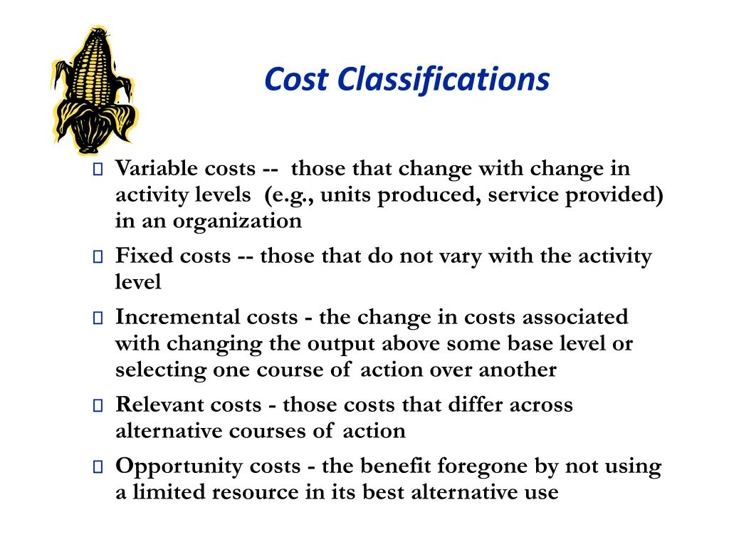 cost classifications