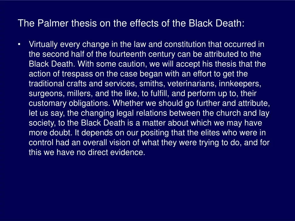 the palmer thesis on the effects of the black