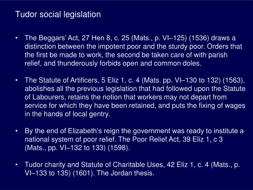 tudor social legislation