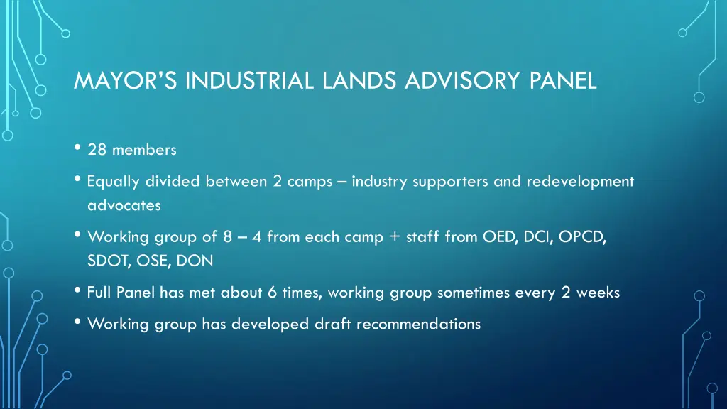 mayor s industrial lands advisory panel