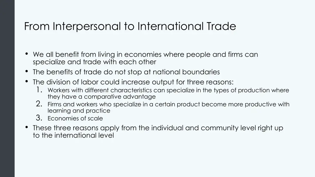 from interpersonal to international trade