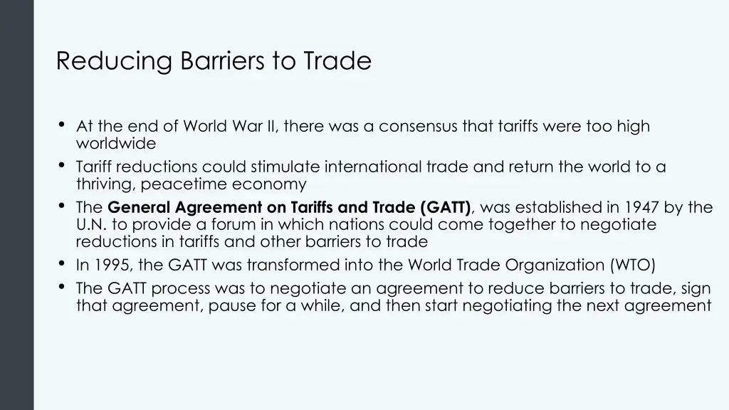 reducing barriers to trade