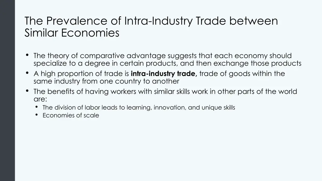 the prevalence of intra industry trade between