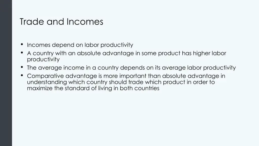 trade and incomes