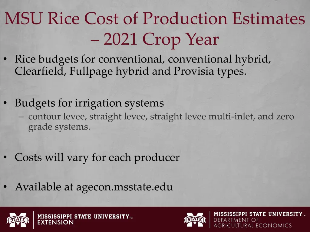 msu rice cost of production estimates 2021 crop 1