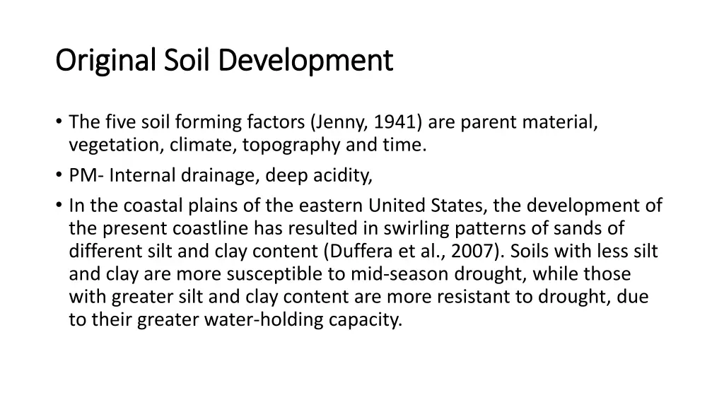 original soil original soil development