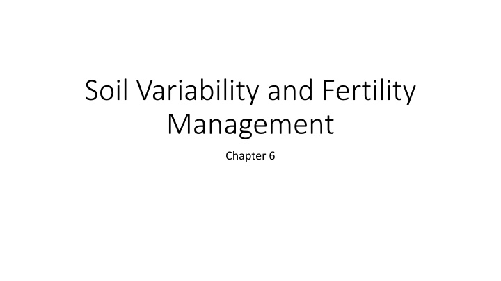 soil variability and fertility management