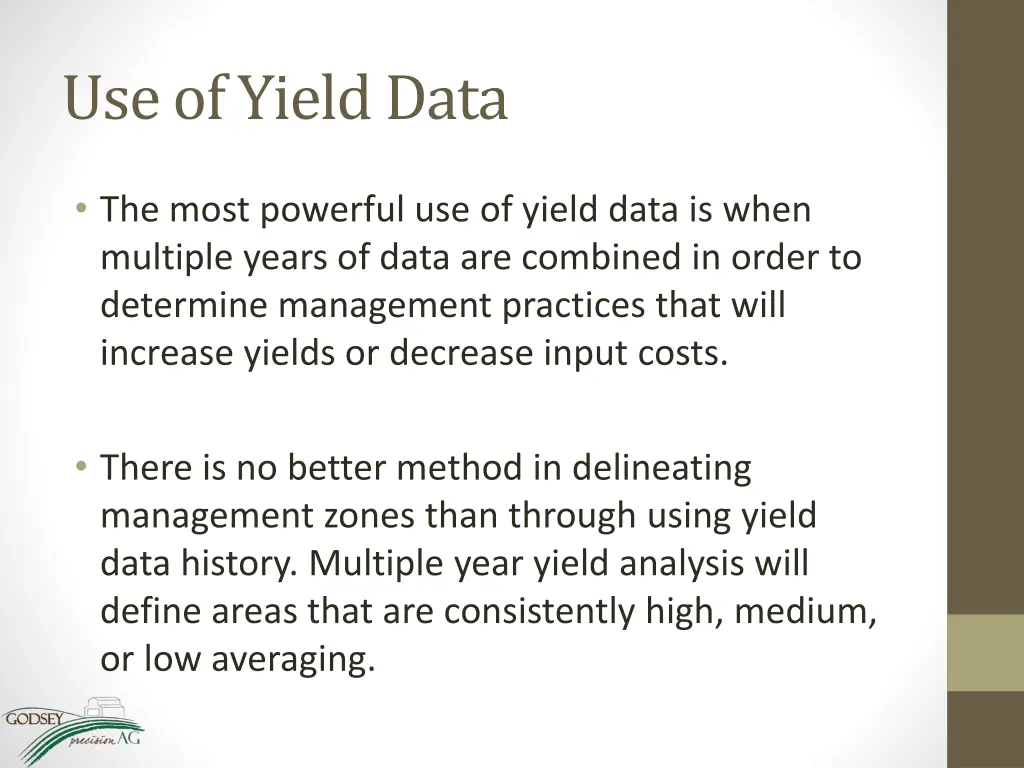 use of yield data