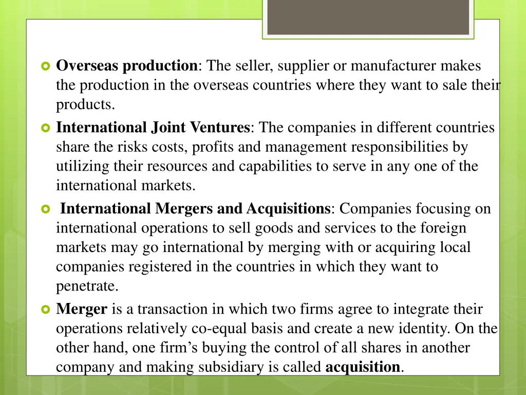 overseas production the seller supplier