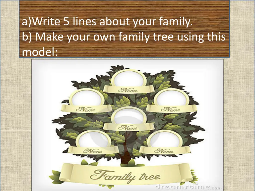 a write 5 lines about your family b make your