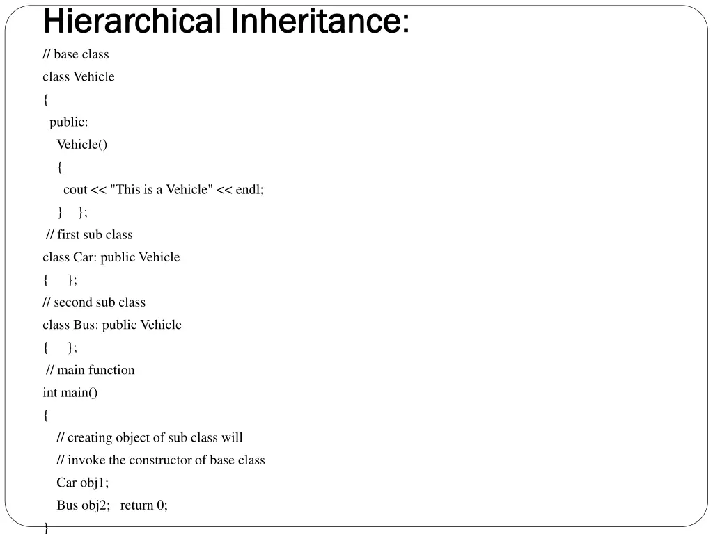 hierarchical inheritance hierarchical inheritance 1