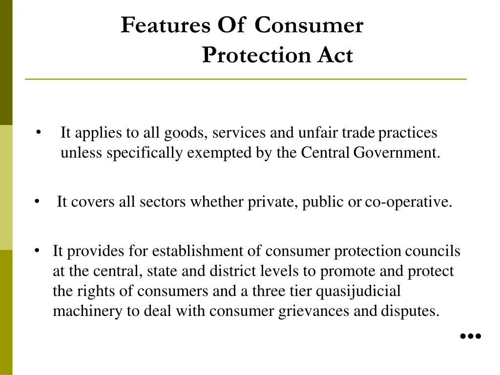 features of consumer protection act