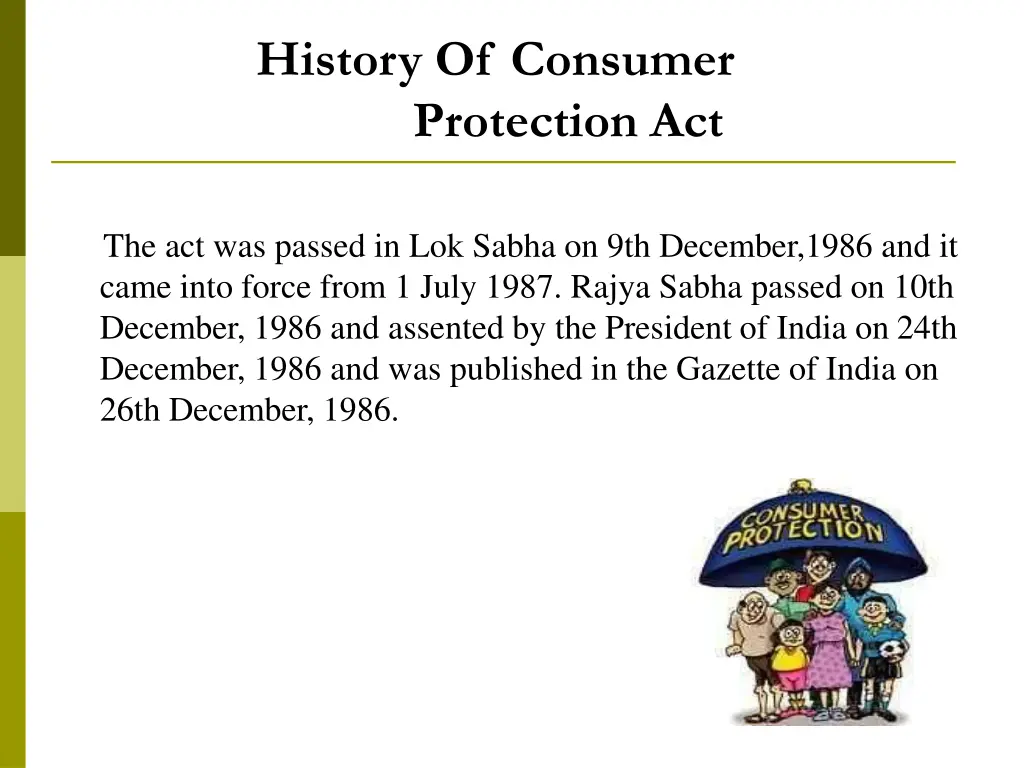 history of consumer protection act