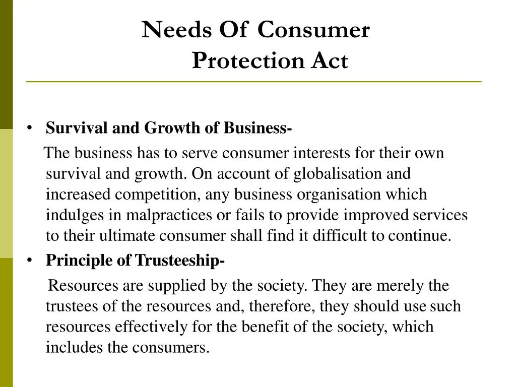 needs of consumer protection act 2