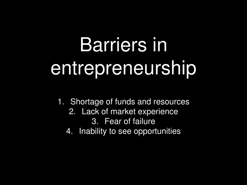 barriers in entrepreneurship