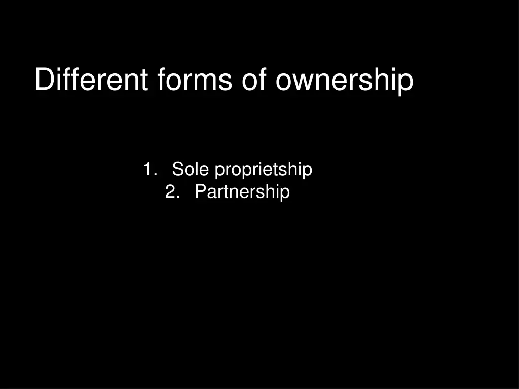 different forms of ownership