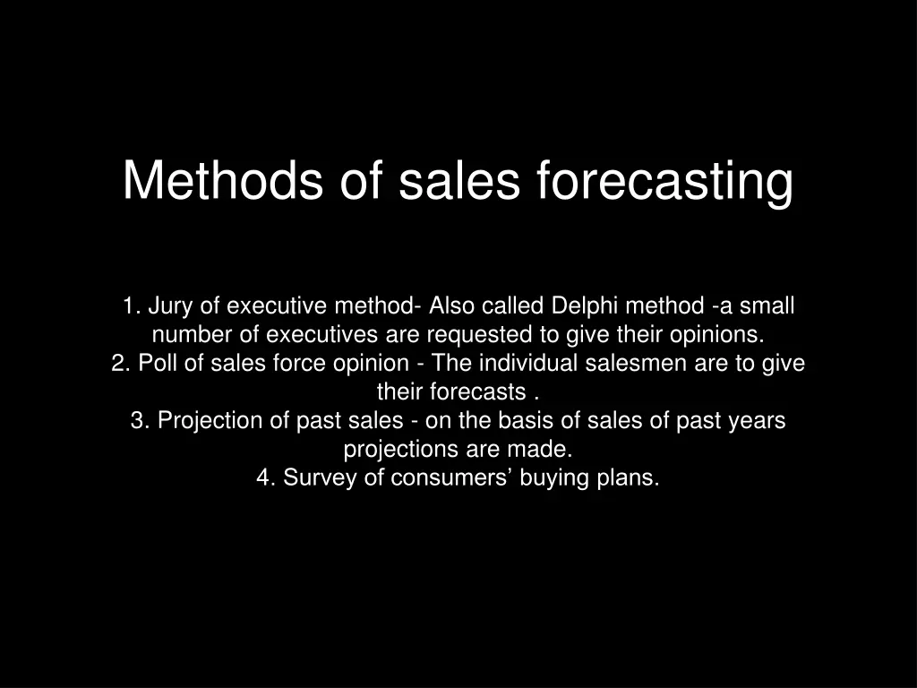 methods of sales forecasting