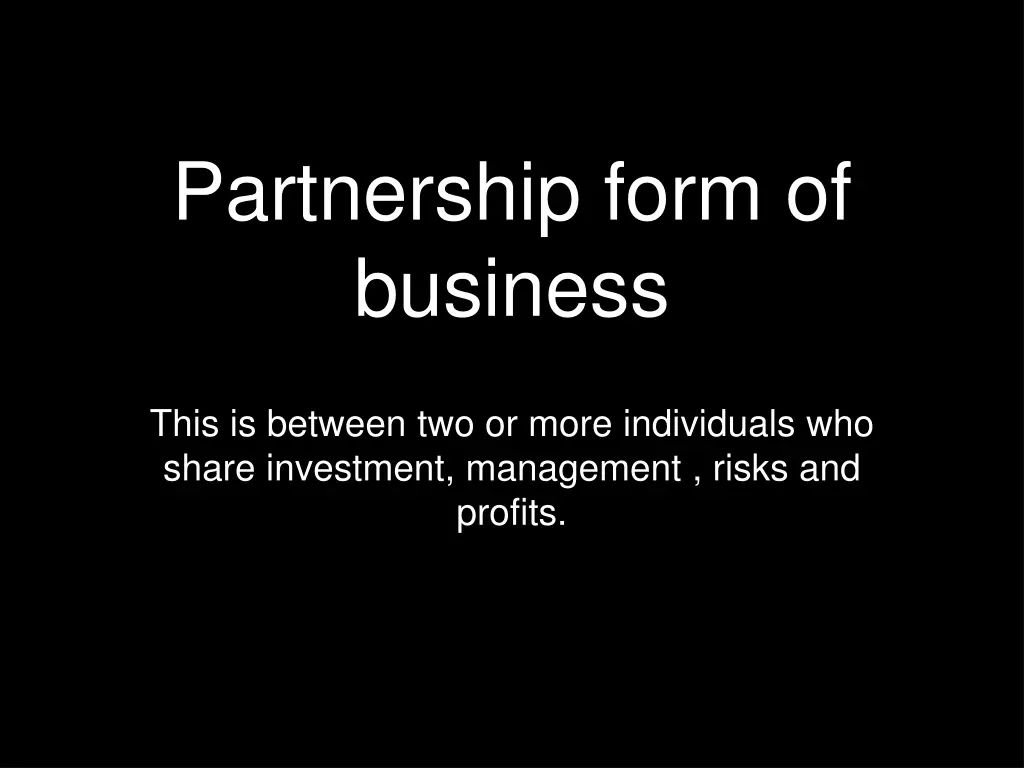 partnership form of business