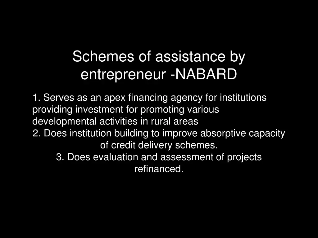 schemes of assistance by entrepreneur nabard