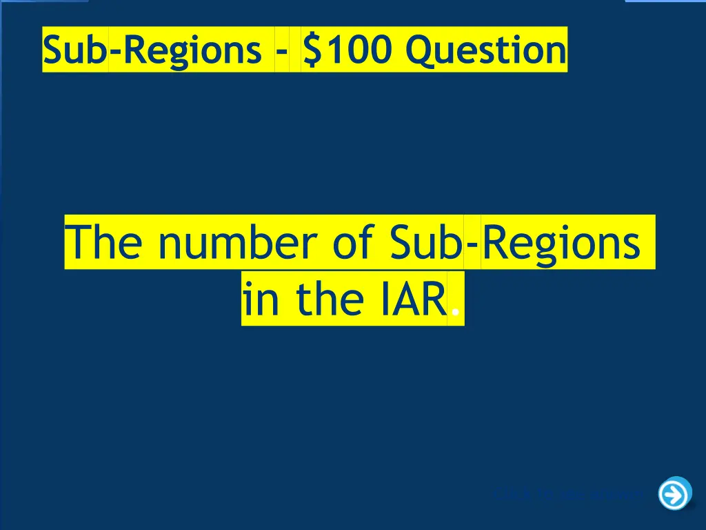 sub regions 100 question