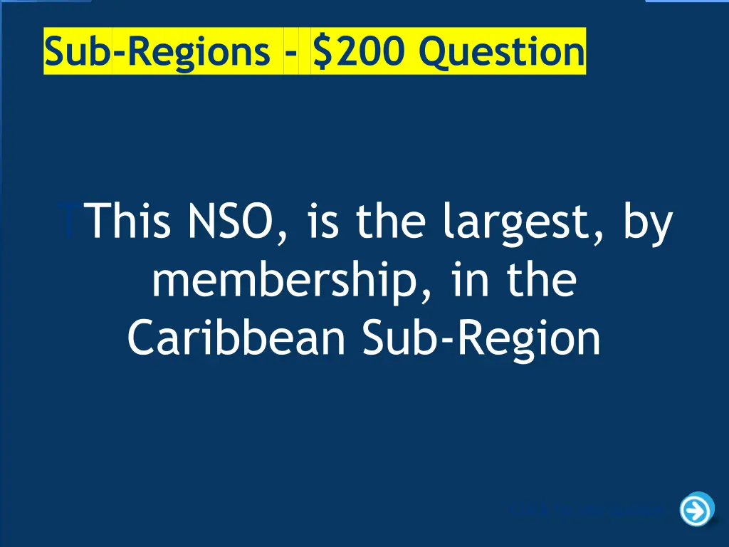 sub regions 200 question