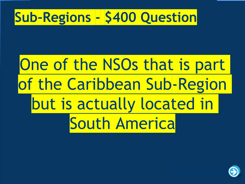 sub regions 400 question