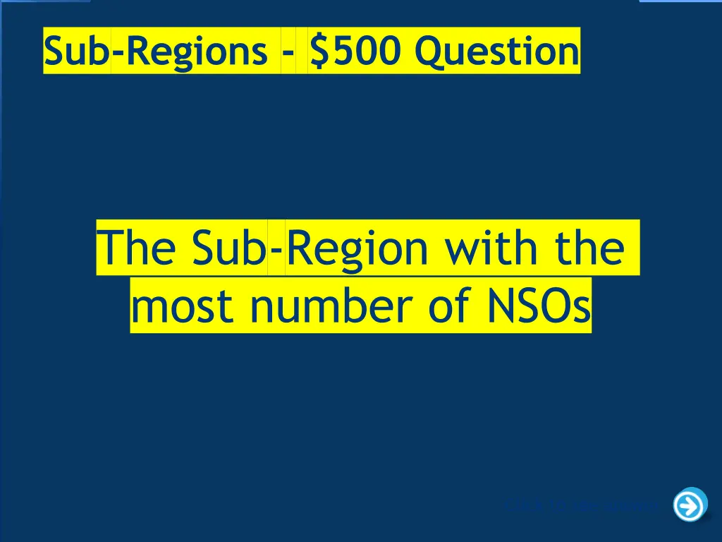 sub regions 500 question