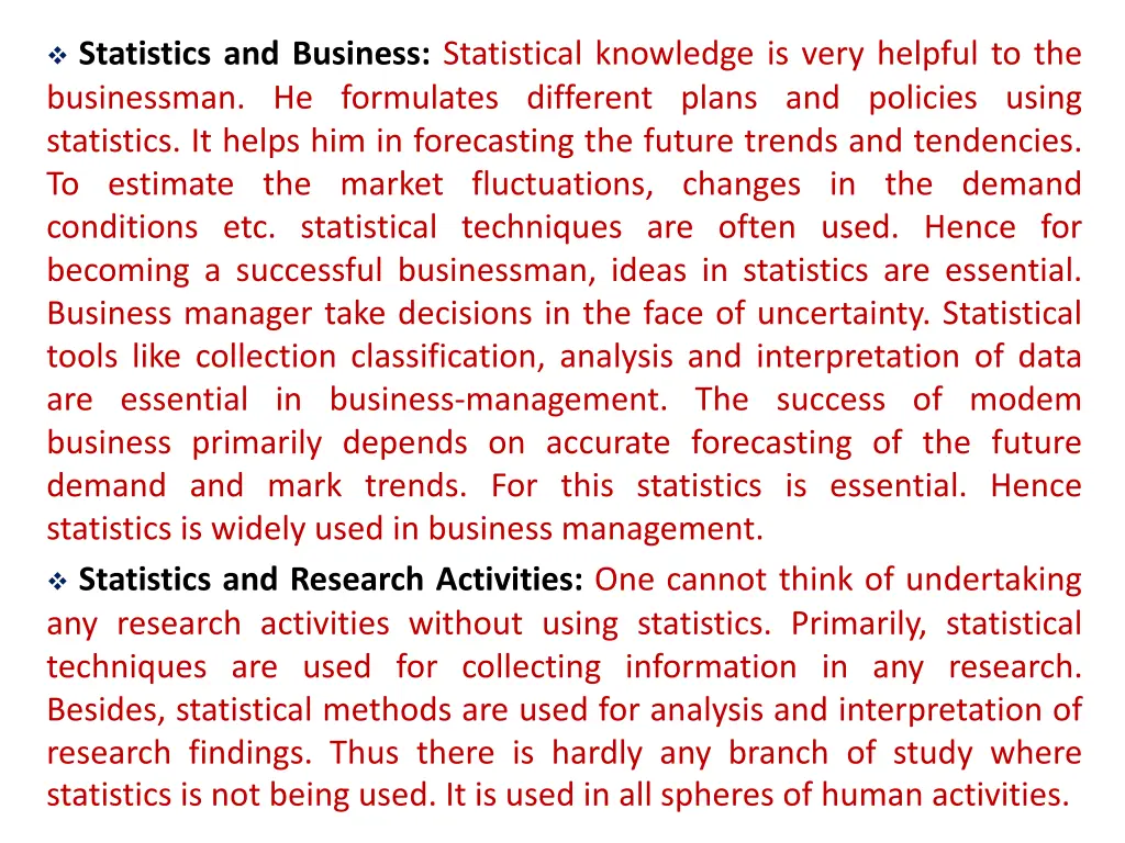 statistics and business statistical knowledge