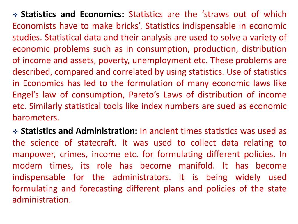 statistics and economics statistics