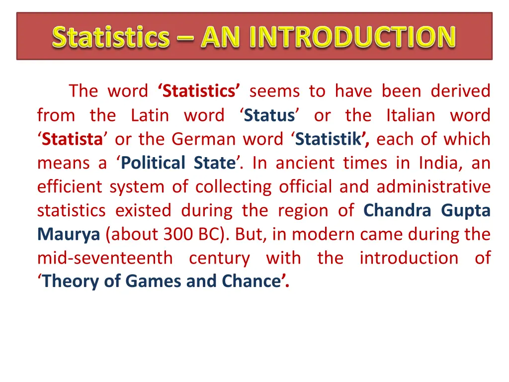 the word statistics seems to have been derived