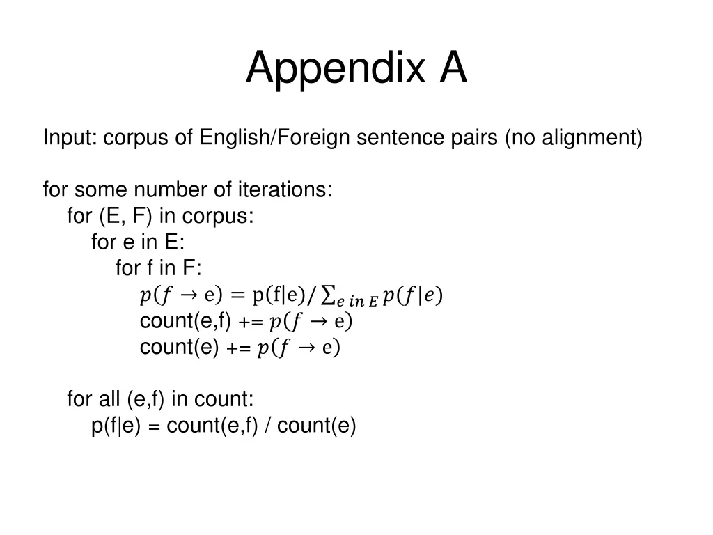 appendix a