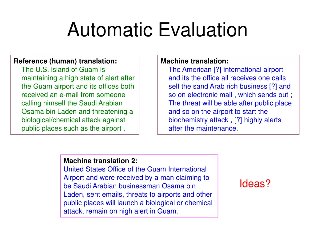 automatic evaluation 1