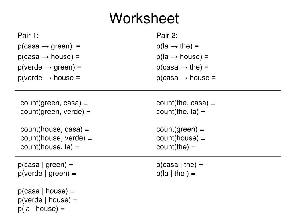 worksheet