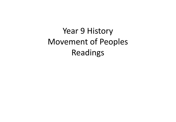 year 9 history movement of peoples readings