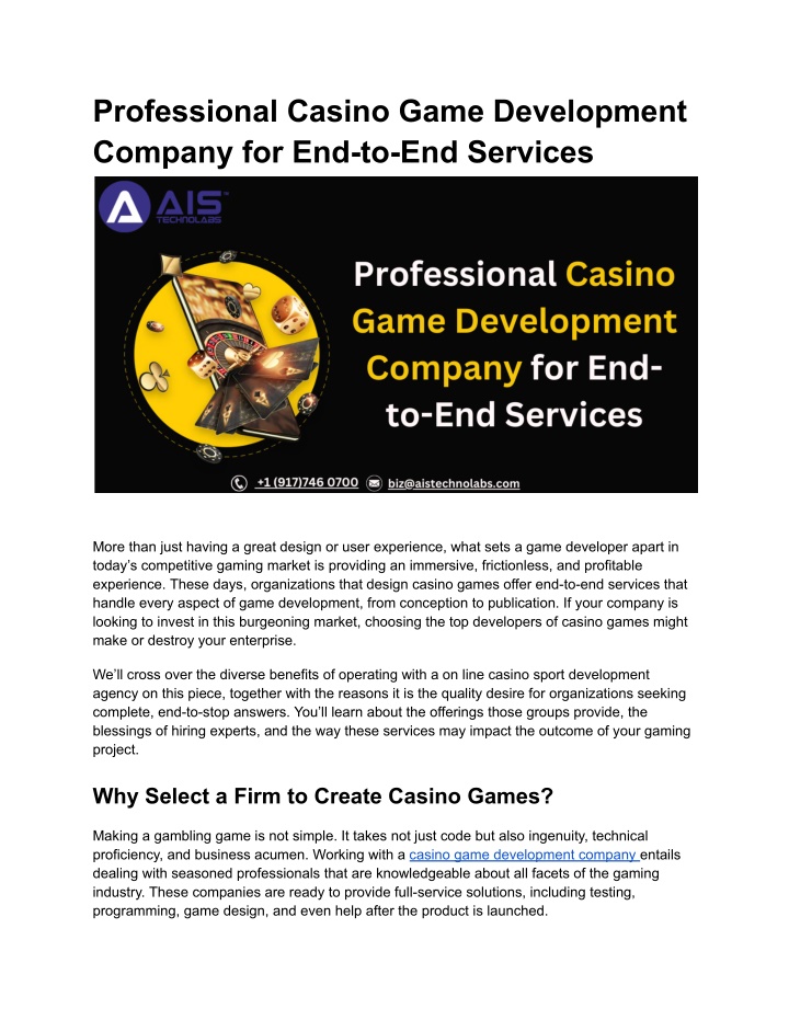 professional casino game development company