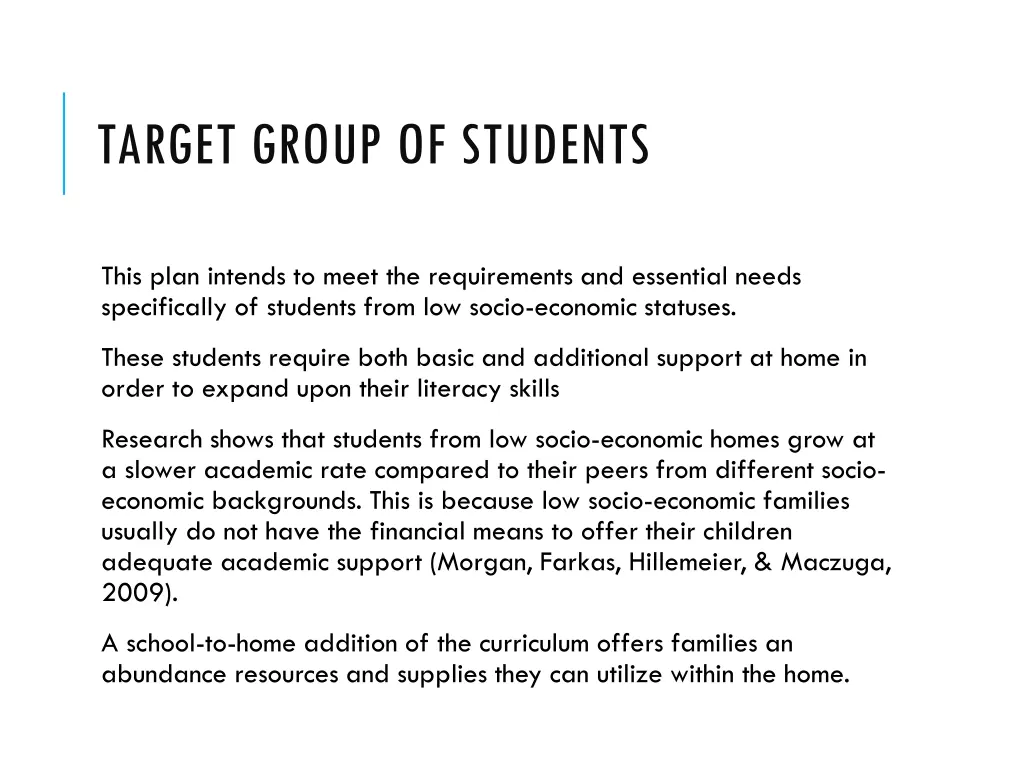 target group of students